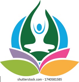 logo yoga. abstract image of a person sitting in lotus position