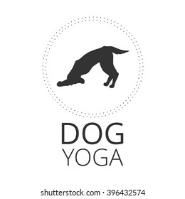 Logo for yoga dogs. Dog yoda. Yoga with dogs. Dog yoga pose in circle. 