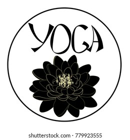 logo yoga  with lotus flower. vector illustration