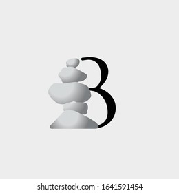 logo yoga stone with letter b vector design