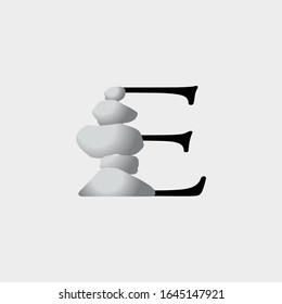 Logo-Yoga-Stein mit Buchstaben e Vektorillustration-Design
