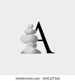 logo yoga stone with letter a vector design