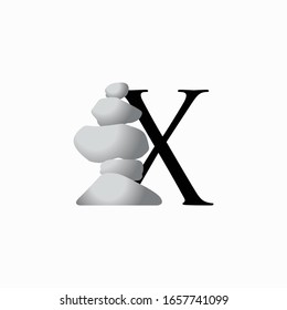 logo yoga stone with letter x vector design