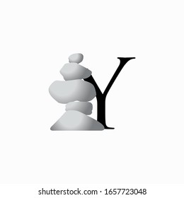 logo yoga stone with letter y vector design