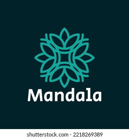 Logo for yoga studio. Mandala  vector illustration symbol and flower lotus. Namaste design for yoga, tattoo.