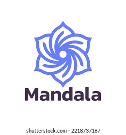 Logo for yoga studio. Mandala  vector illustration symbol and flower lotus. Namaste design for yoga, tattoo.
