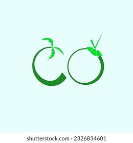 A logo of young coconut. CocoFresh: Embracing Refreshment with a Playful 'C' and 'O' Shaped Young Coconut Logo.