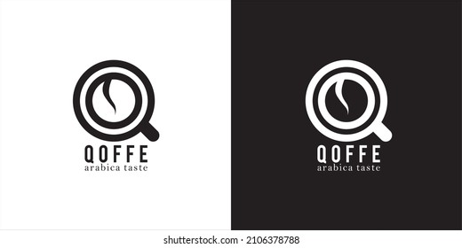 logo for your company, a combination of the letter q and coffee beans to form a cup with the name qoffe