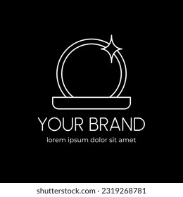 A logo for your makeup brand on a black background. Vector image of glittering powder.