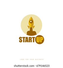 Logo for your startup company. Vector rocket icon.