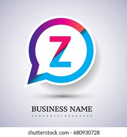 logo Z letter colorful on circle chat icon. Vector design template elements for your application or company identity.