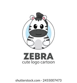 logo zebra cute cartoon vector illustration. animal logo concept .flat style concept illustration cute