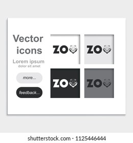 Logo for the zoo flat placed on web page template vector icon. Lion silhouette. Zoo, font, lettering.