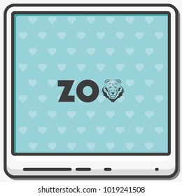 Logo for the zoo flat vector icon. Lion silhouette. Zoo, font, lettering.