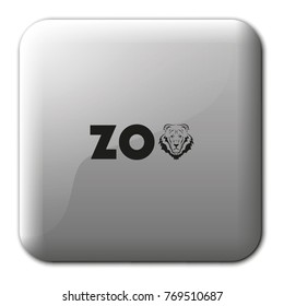 Logo for the zoo flat vector icon. Lion silhouette. Zoo, font, lettering.