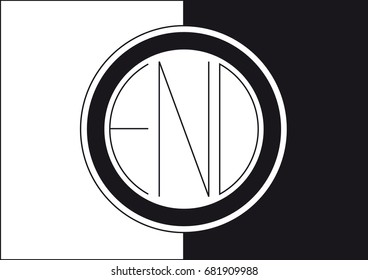 Logo-END.
Round black and white with the word END in the center with round graphics too.