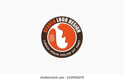 logogram, beaver logo in emblem badge stamp style