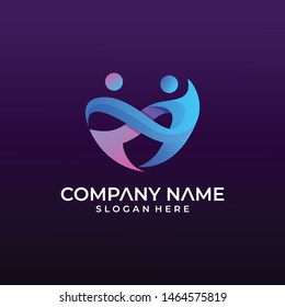 Logo.Happy people. Fun. Three persons.Dancing people.Hold hands.Community.Teamwork.