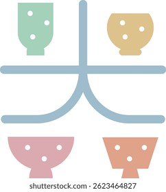 Logoiras of the vessel (Japanese kanji means vessel)Color polka dots