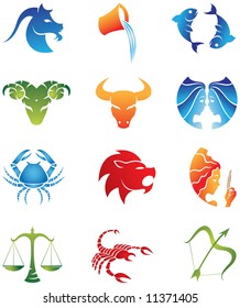 Logo-like Zodiac Star Signs isolated on a white background