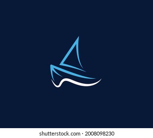 The logomark is an abstract Sail Boat on the Wave