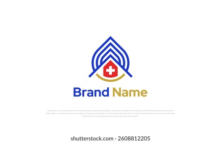 logomark, pictogram logo combination of water, roof house, and swiss.