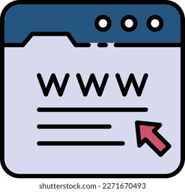 Logon zu Web App, www klicken Sie auf Vektorsymbol-Design, Cloud-Computing und Internet-Hosting-Dienste Symbol auf weißem Hintergrund, Website-Adresse Stockillustration, Website-Browser mit Cursor-Konzept