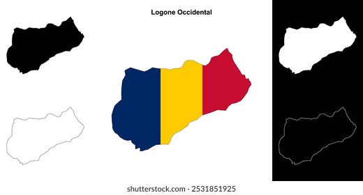 Logone Occidental region outline map set