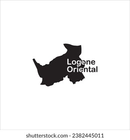 Mapa oriental de Logone y diseño de letras negras sobre fondo blanco