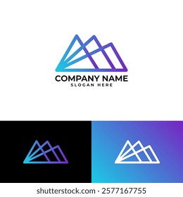 The logo's abstract mountain range, render in gradient, symbolizes growth and innovation, reminiscent of Silicon Valley's tech landscape, ambition and the pursuit of wealth in the tech world