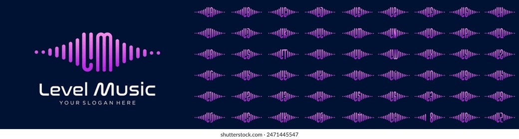 logos audio combined letter L with letters from A to Z and numbers from 1 to 9. vector illustration