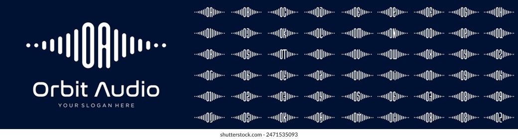 logos audio combined letter O with letters from A to Z and numbers from 1 to 9. vector illustration