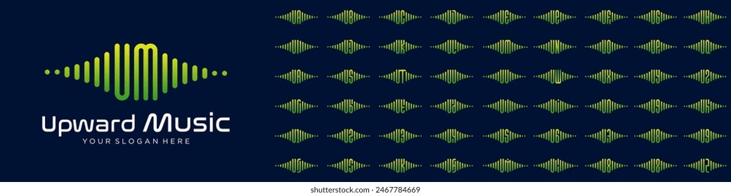 logos audio combined letter U with letters from A to Z and numbers from 1 to 9. vector illustration