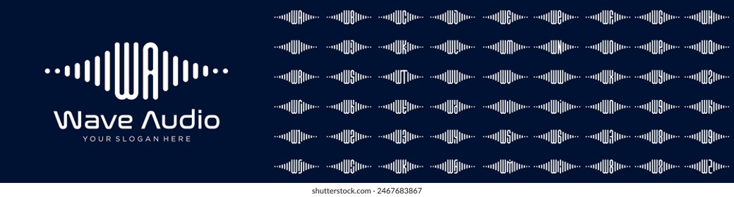 logos audio combined letter W with letters from A to Z and numbers from 1 to 9. vector illustration