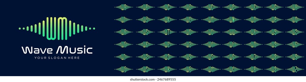 logos audio combined letter W with letters from A to Z and numbers from 1 to 9. vector illustration
