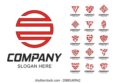Logos and badges templates vector. Abstract design elements for decoration in modern minimalist style. Buttons logo collection.