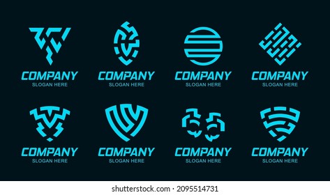 Logos and badges templates vector. Buttons logo collection. Abstract design elements for decoration in modern minimalist style.