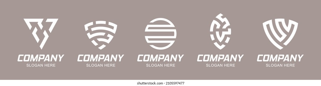 Vector de plantillas de logotipos y distintivos. Colección del logotipo de los botones. Elementos de diseño abstracto para la decoración en un estilo minimalista moderno.
