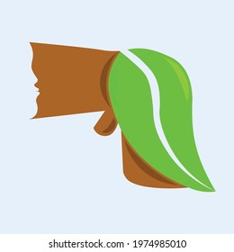 Logos for beauty salons and the like. In this logo there is an image of a hair dryer, leaves, and negative space on a woman's face, which means naturally beautiful. 