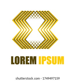 Logos for businesses with the letters "E" and "B" form the formation number "8". Vector Logo 3D Archway Style with gold color.