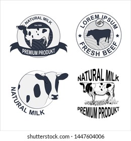 Logos Cattle Cow Grazing Meadow Silhouette Stock Vector (Royalty Free ...