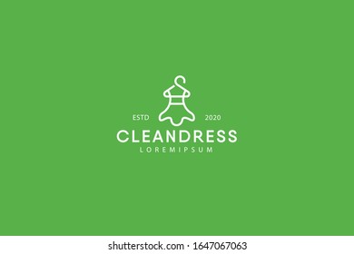 logos for clothesline party dresses. illustration of a small dress hanging. vector line icon template
