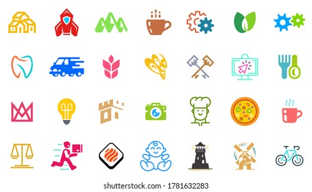 Colección de logotipos. Conjunto de logotipos abstractos. Diseño de iconos. Elementos de plantilla