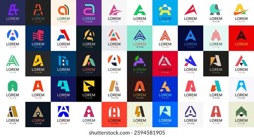 Logos collection with letter A. Geometric abstract logos. Icon design