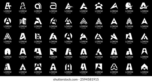 Logos collection with letter A. Geometric abstract logos. Icon design