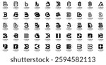 Logos collection with letter B. Geometric abstract logos. Icon design