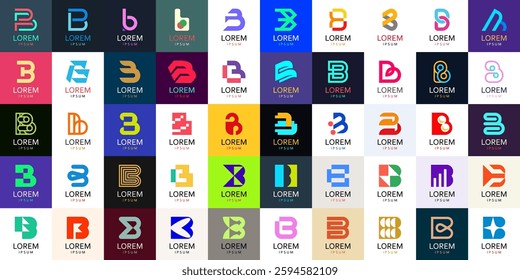 Logos collection with letter B. Geometric abstract logos. Icon design