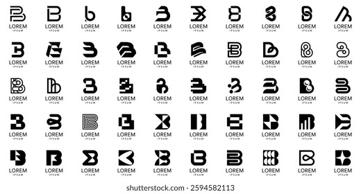 Logos collection with letter B. Geometric abstract logos. Icon design