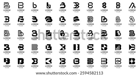 Logos collection with letter B. Geometric abstract logos. Icon design