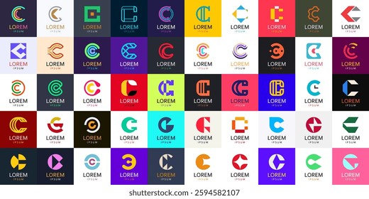 Logos collection with letter C. Geometric abstract logos. Icon design